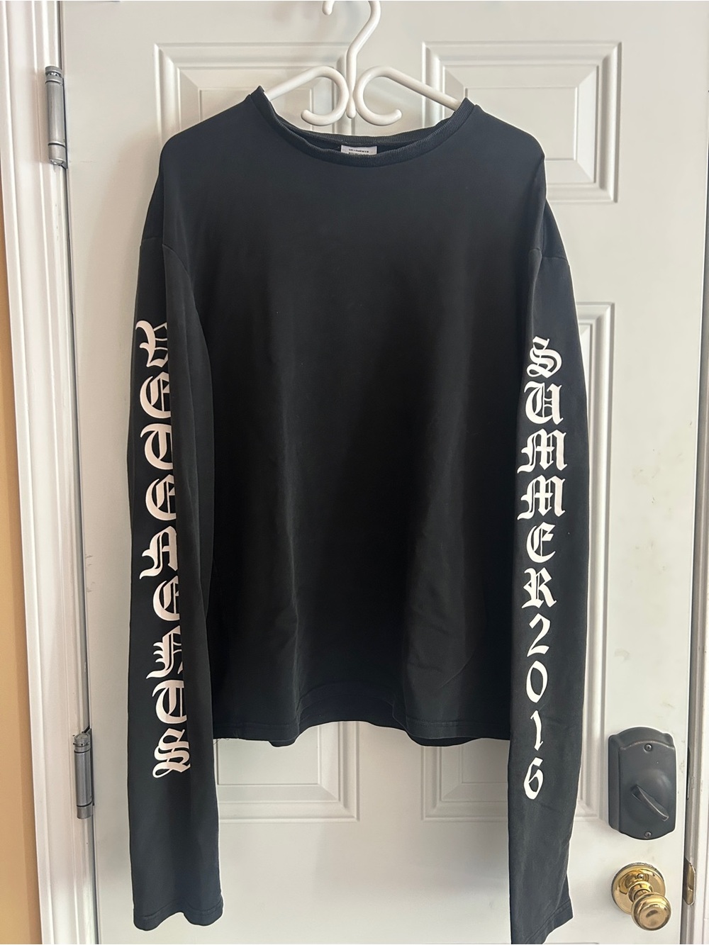 Vetements Black Crewneck Tee with White Label